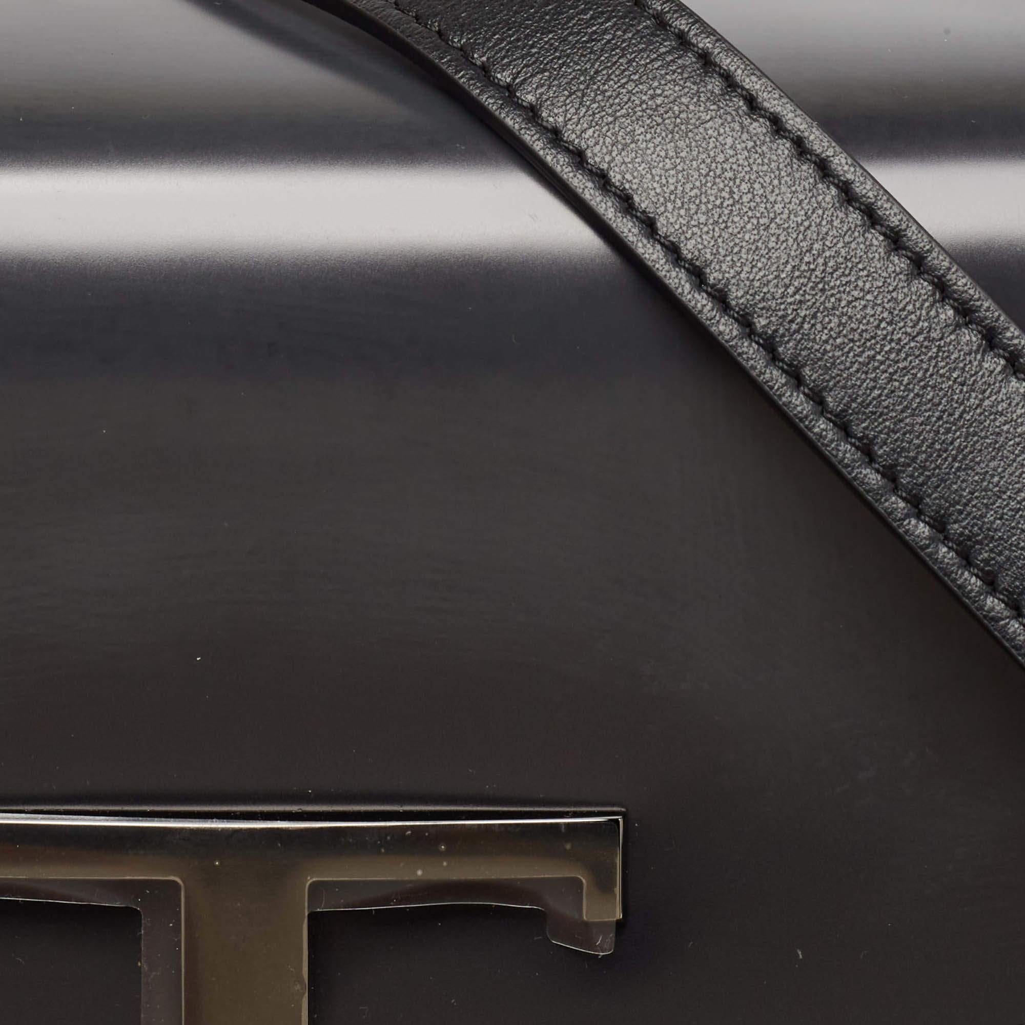 Women's Tod's Dark Grey Leather Mini T Timeless Shoulder Bag For Sale