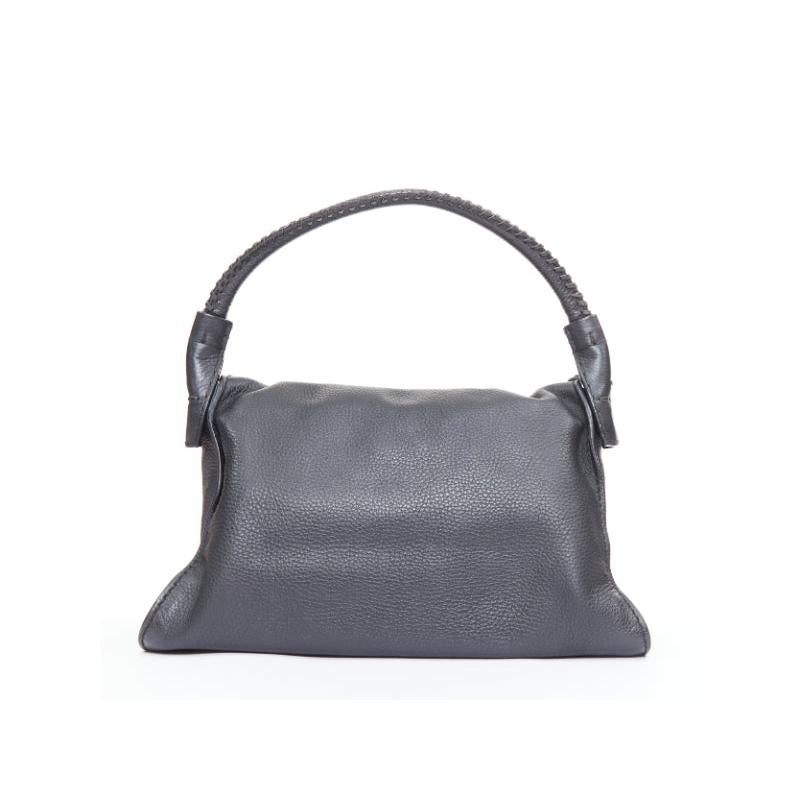 TOD'S Double Double T black calfskin grommet weave fringe shoulder hobo bag Pour femmes en vente