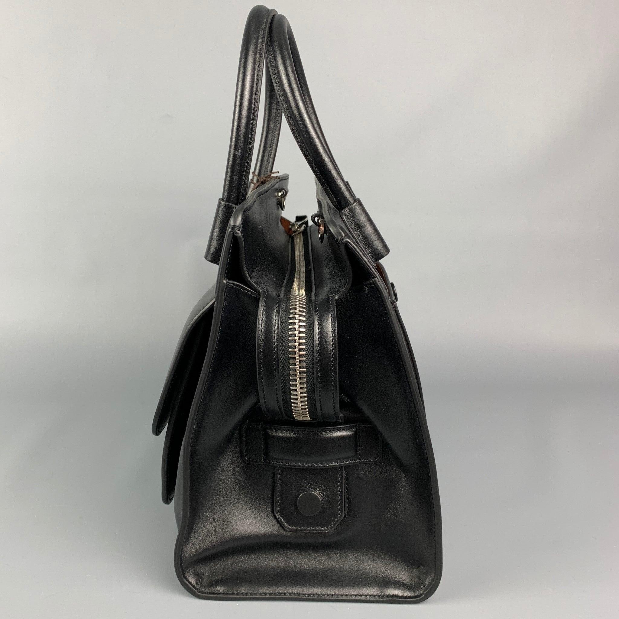 TOD'S Double T Black Smooth Leather Tote Handbag 1