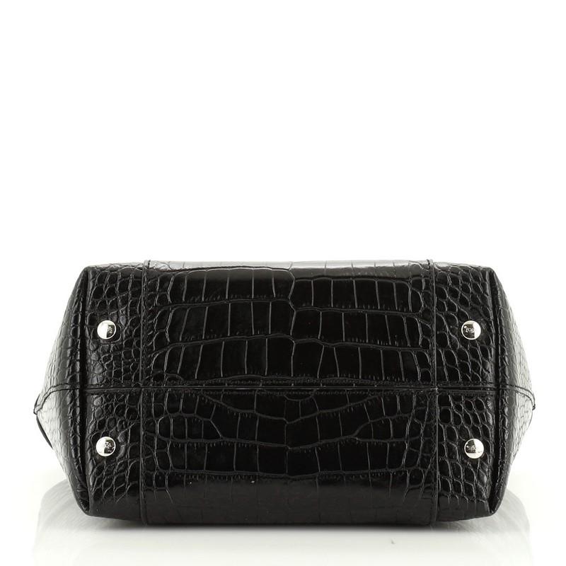 Tod's Double T Tote Crocodile Embossed Leather Mini In Good Condition In NY, NY