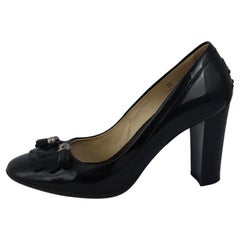 Tod's EU 39 Patent Leather Square Toe Black Pumps with Heel