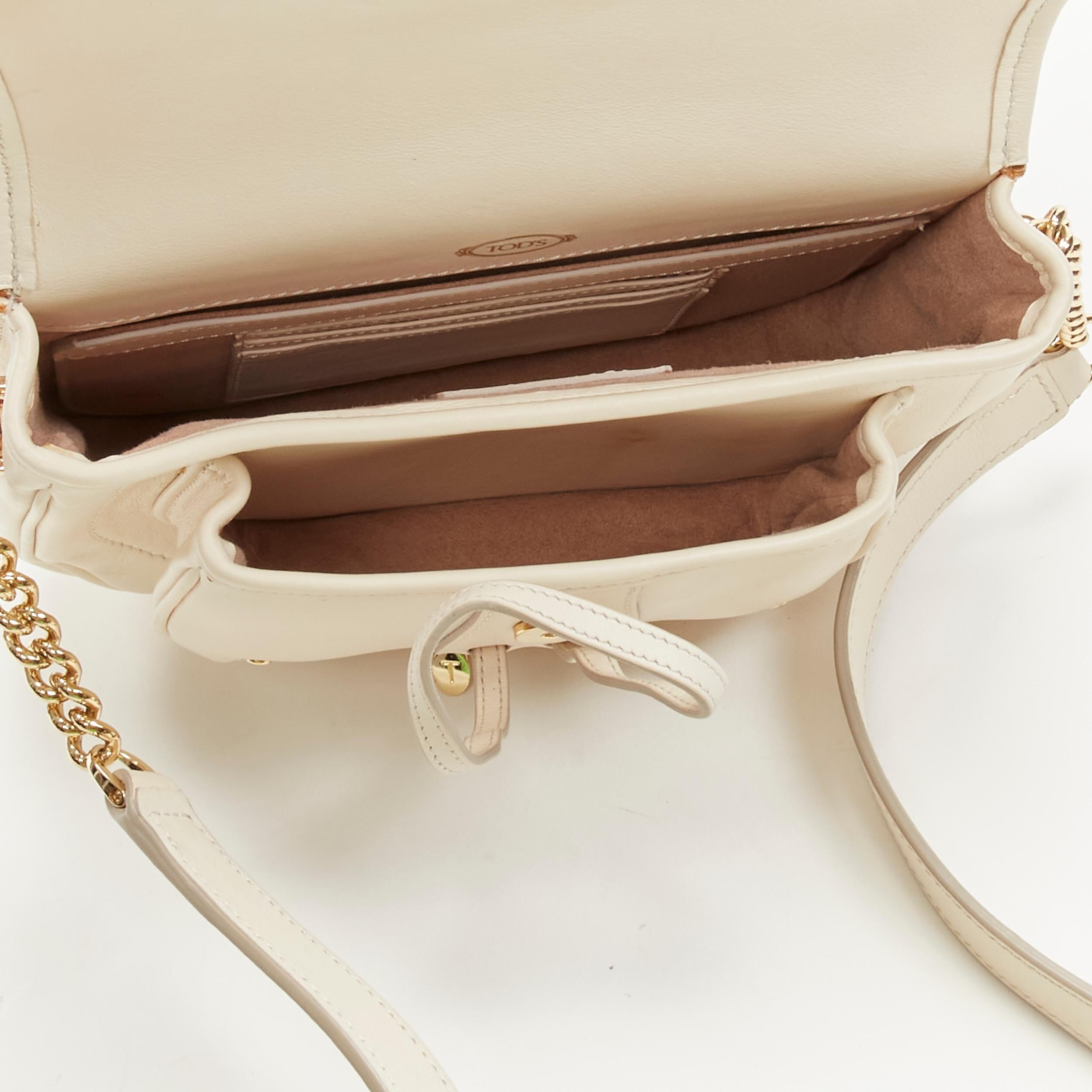 TOD's Fiocco cream beige gold toggle hardware crossbody saddle bag 3