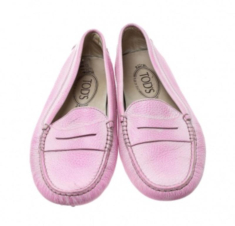 Rose Penny Loafers en cuir rose fluo ombré de Tod's Taille 38 en vente