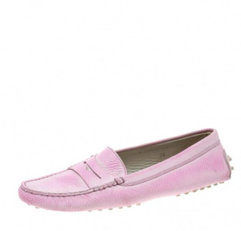Penny Loafers en cuir rose fluo ombré de Tod's Taille 38 Pour femmes en vente