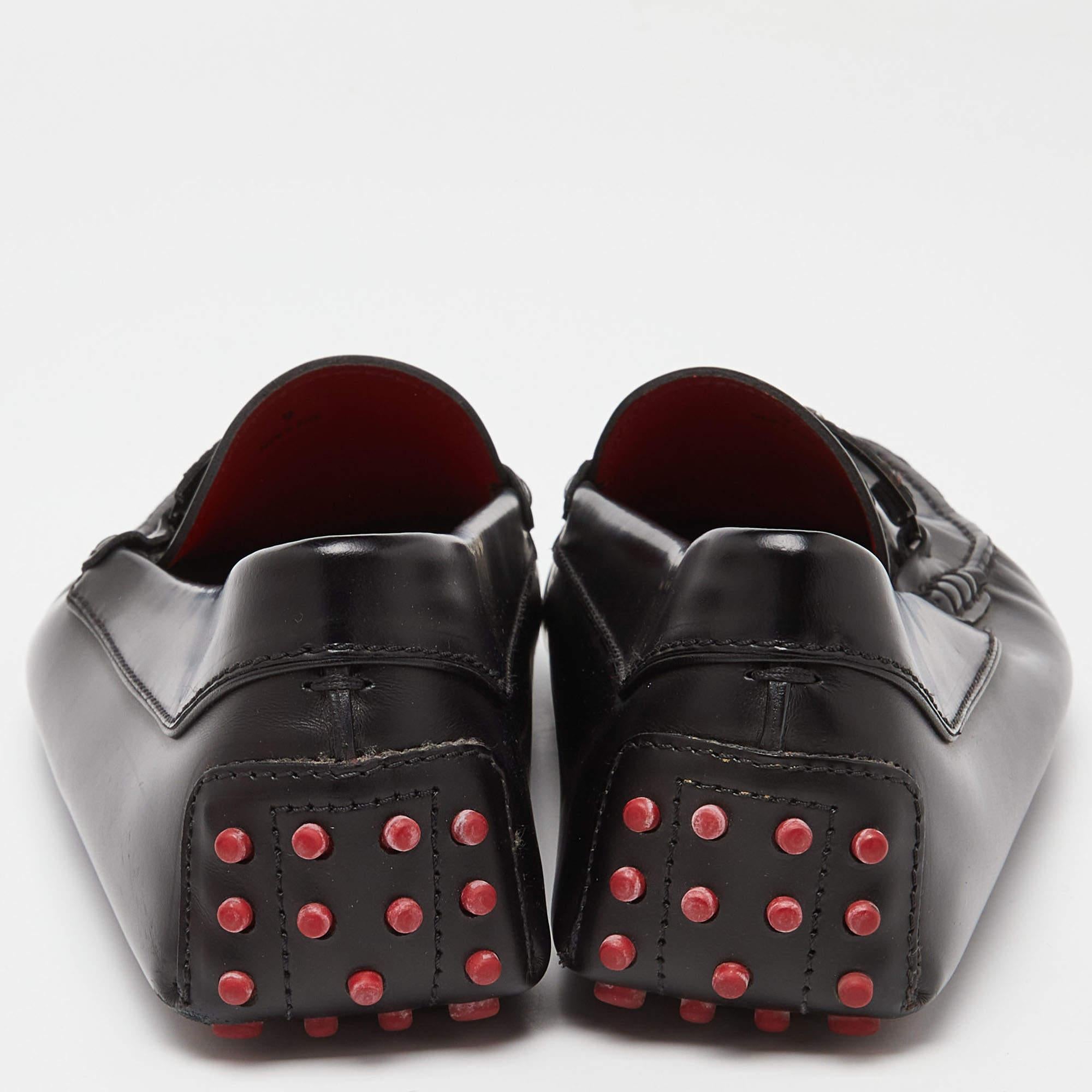 Tod's For Ferrari Black Leather Slip On Loafers Size 39.5 For Sale 1