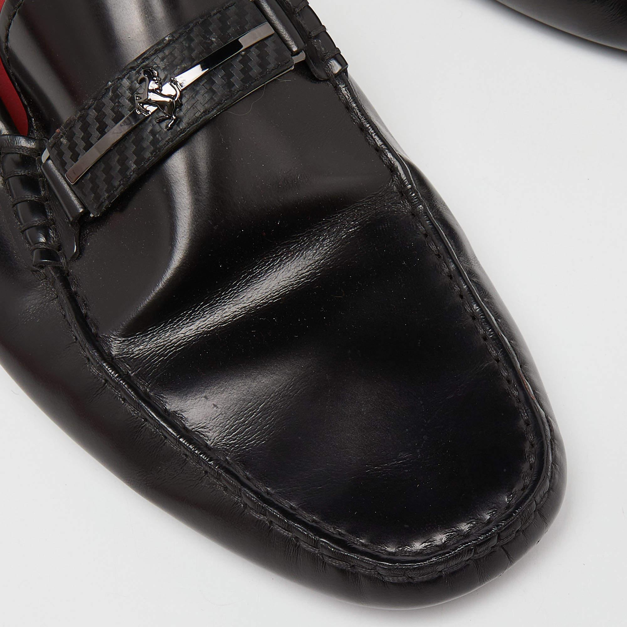 Tod's For Ferrari Black Leather Slip On Loafers Size 39.5 For Sale 4