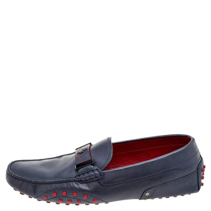 Tod's for Ferrari Blue Leather Loafers Size 41 For Sale 1