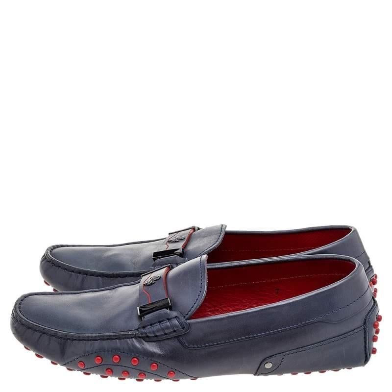 Tod's for Ferrari Blue Leather Loafers Size 41 For Sale 4