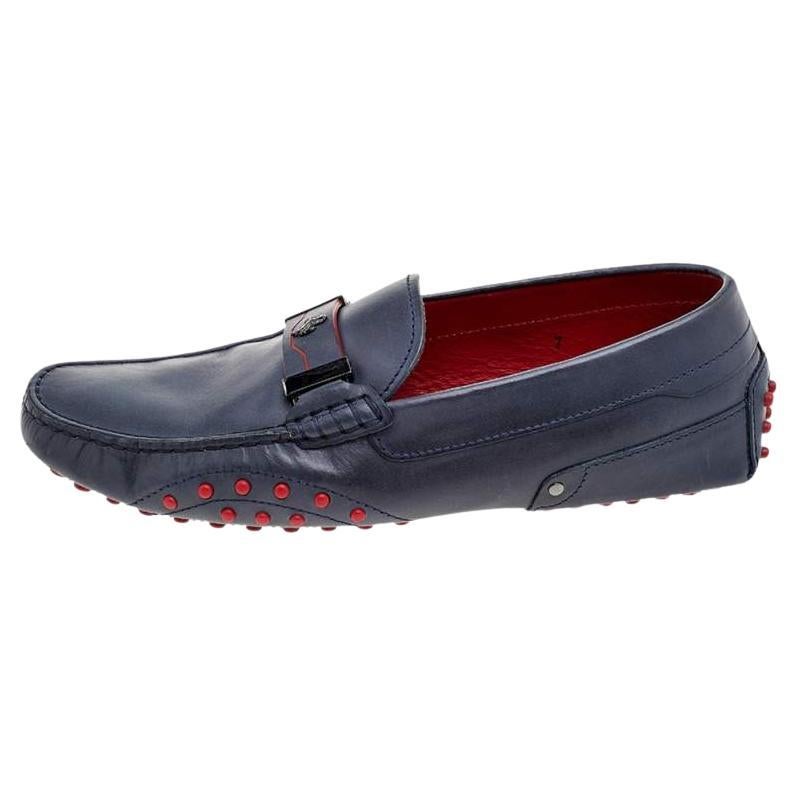 Tod's for Ferrari Blue Leather Loafers Size 41 For Sale