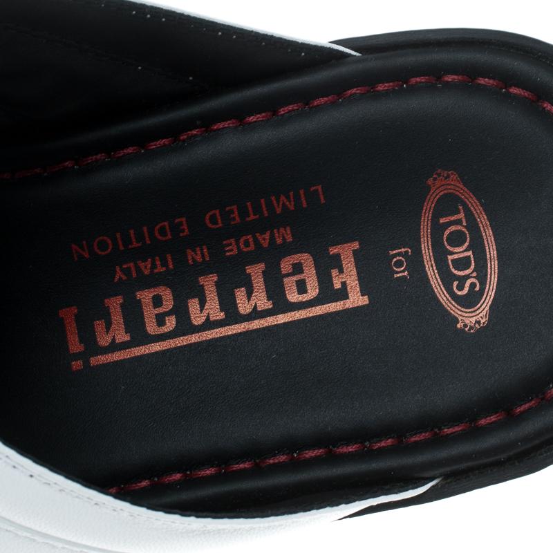 Tod's for Ferrari Limited Edition White Leather Platform Slide Sandals Size 39.5 1
