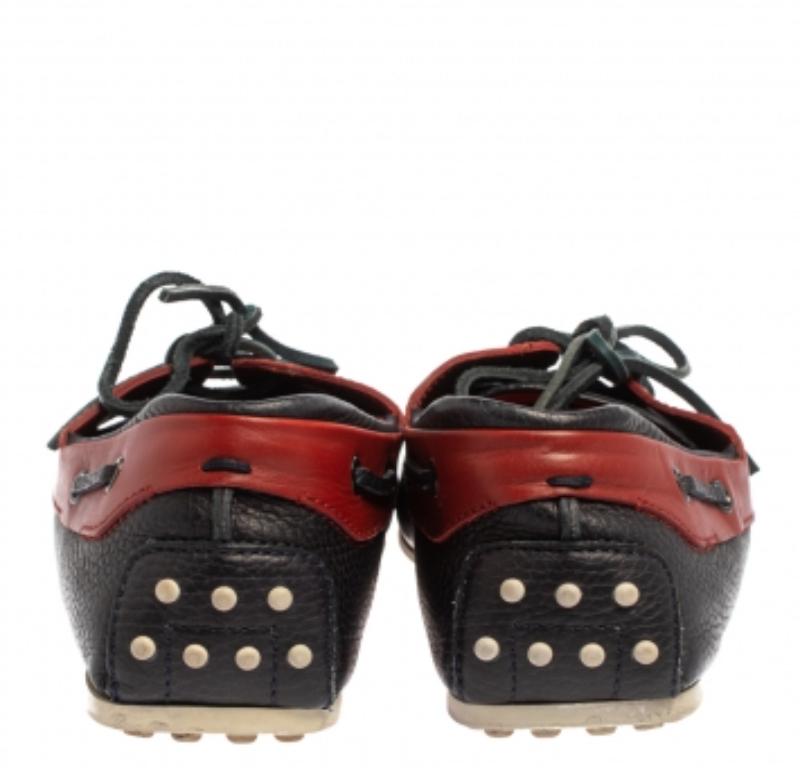 Tod's For Ferrari Navy Blue/Red Leather Lace Loafers Size 41 For Sale 1