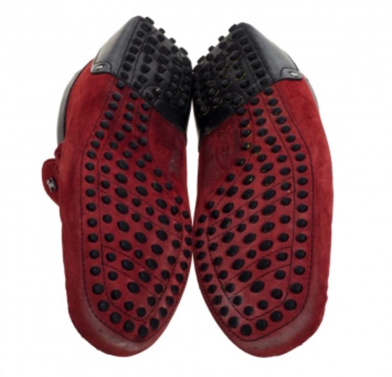 Men's Tod's for Ferrari Red Suede Slip On Loafers Size 41.5 For Sale