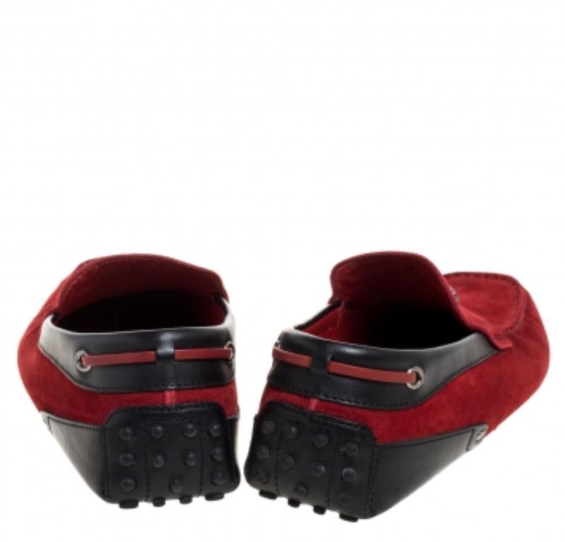 Tod's for Ferrari Red Suede Slip On Loafers Size 41.5 For Sale 2