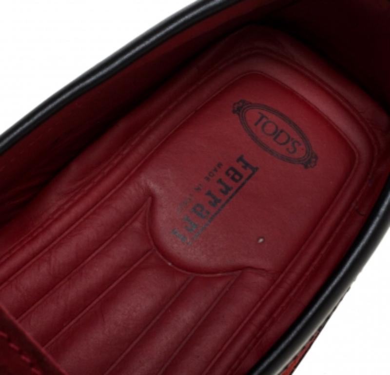 Tod's for Ferrari Red Suede Slip On Loafers Size 41.5 For Sale 3