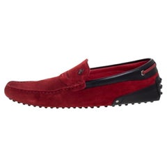 Tod's for Ferrari Red Suede Slip On Loafers Size 41.5