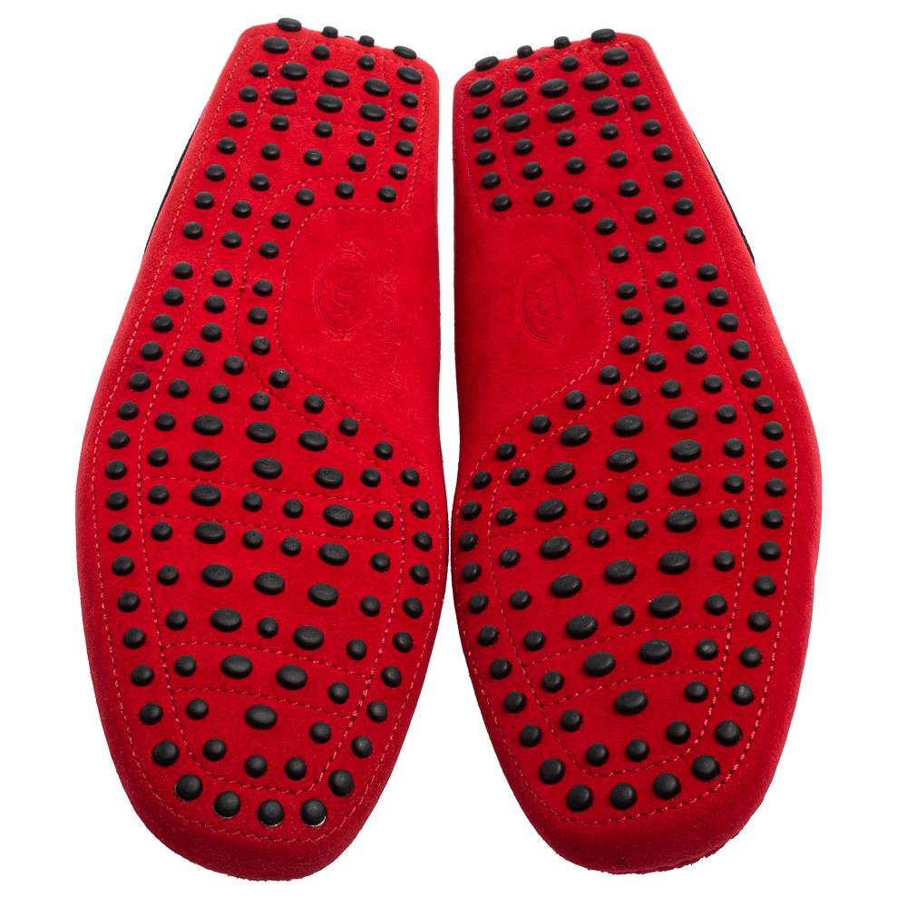 Men's Tod's for Ferrari Red Suede Slip On Loafers Size 45.5