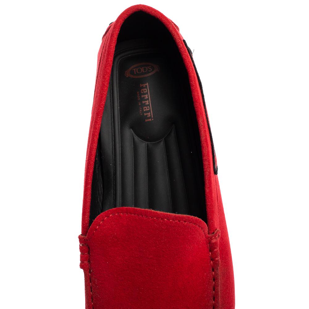 Tod's for Ferrari Red Suede Slip On Loafers Size 45.5 3