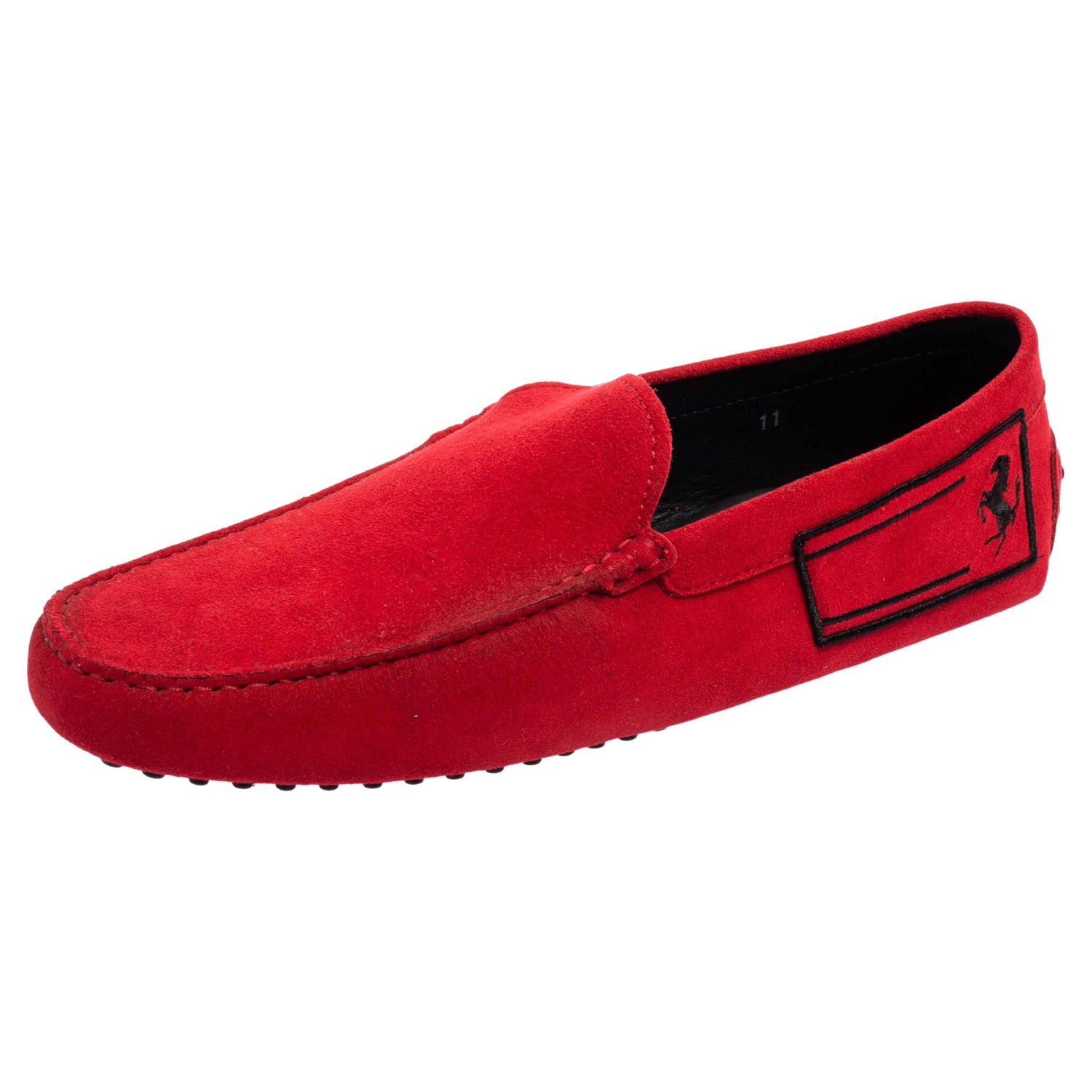 Tod's for Ferrari Red Suede Slip On Loafers Size 45.5 at 1stDibs