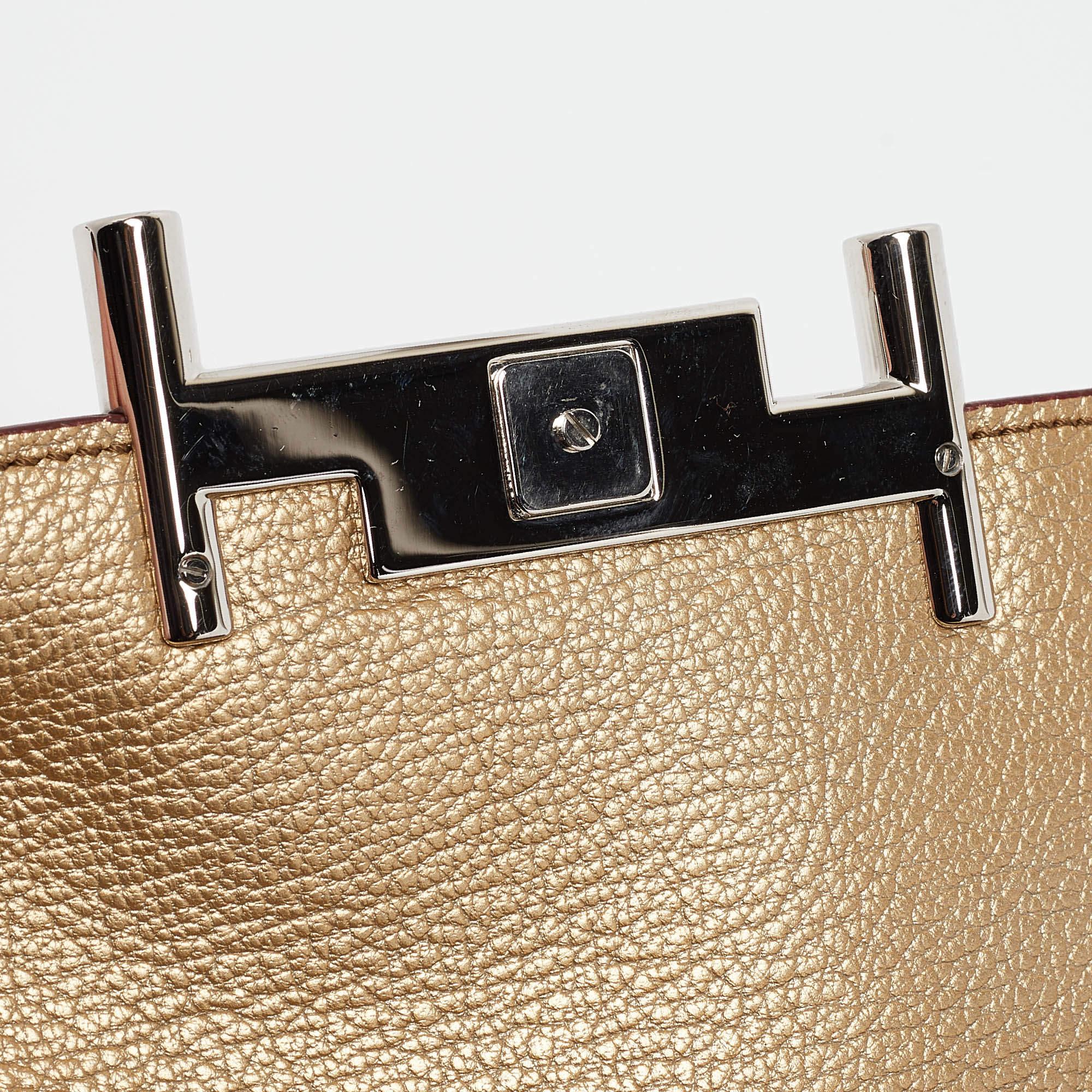 Tod's Gold Leather Mini Double T Shoulder Bag For Sale 2