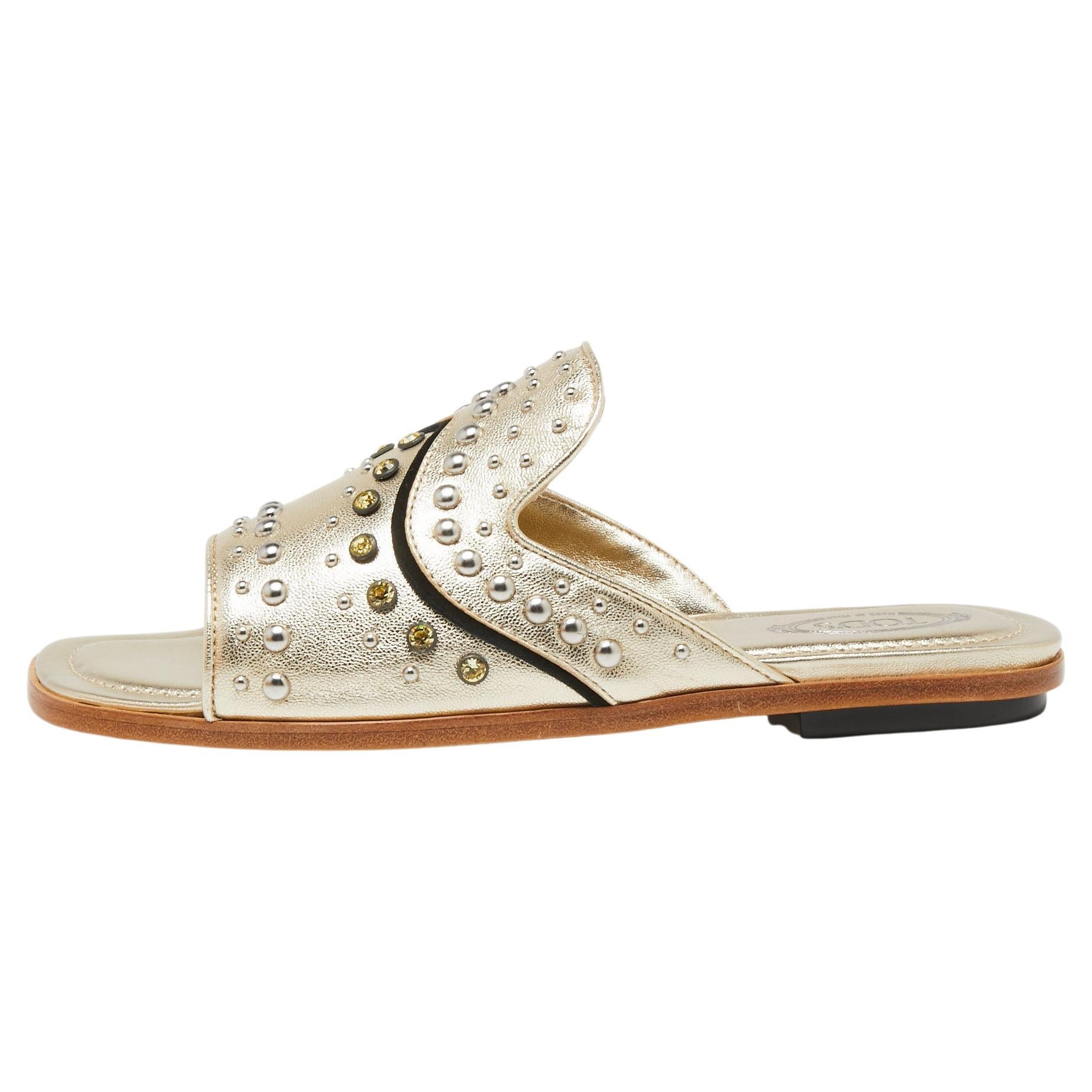 Franka Leather Slides (Gold) main image 0