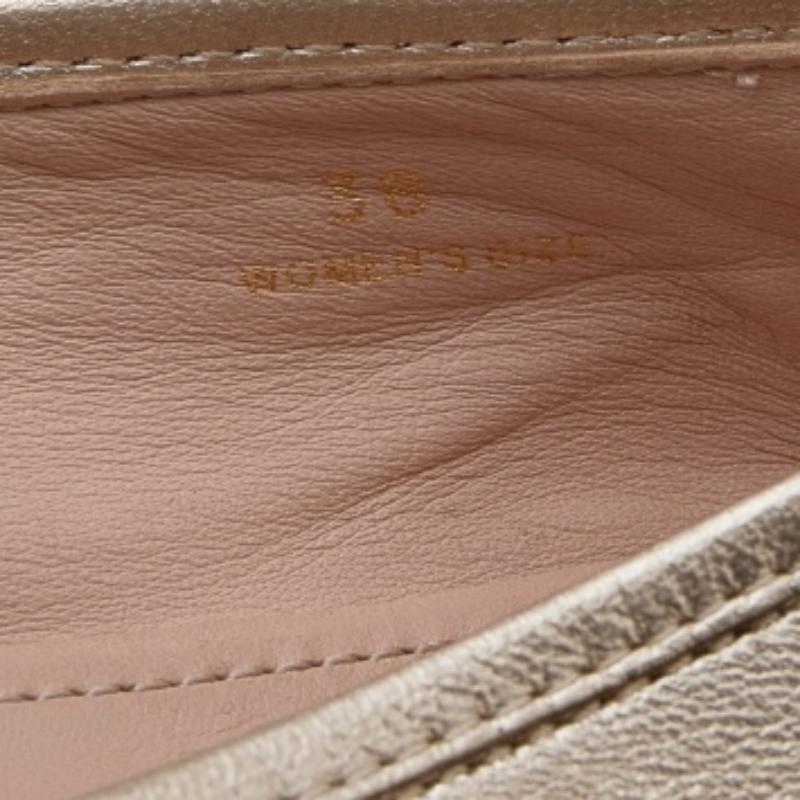 Tod's Gold Leather Tassel Ballet Flats Size 38 For Sale 2