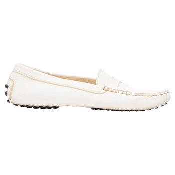 Tod's Gommino Cream Textured Leather Driving Loafers