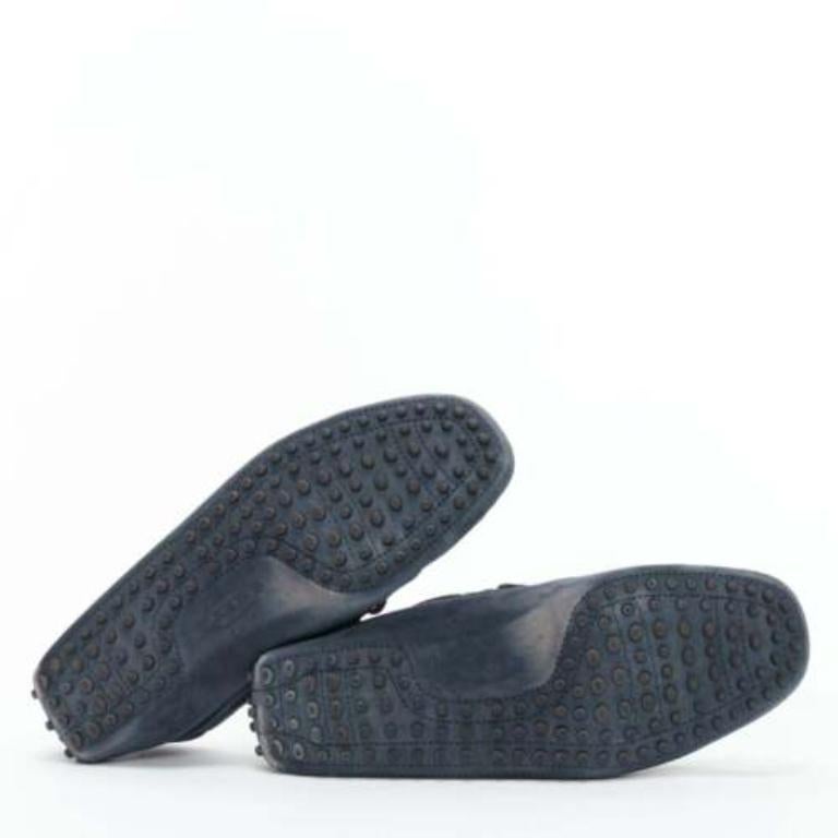 TOD'S Gommino navy suede white top dot sole driving loafers UK8 EU42 For Sale 6