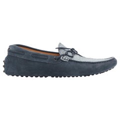TOD'S Gommino navy suede white top dot sole driving loafers UK8 EU42