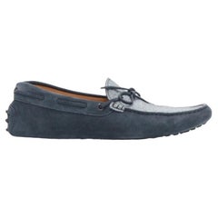 TOD'S Gommino navy Wildleder weiß Top Punkt Sohle fahren loafers UK8 EU42