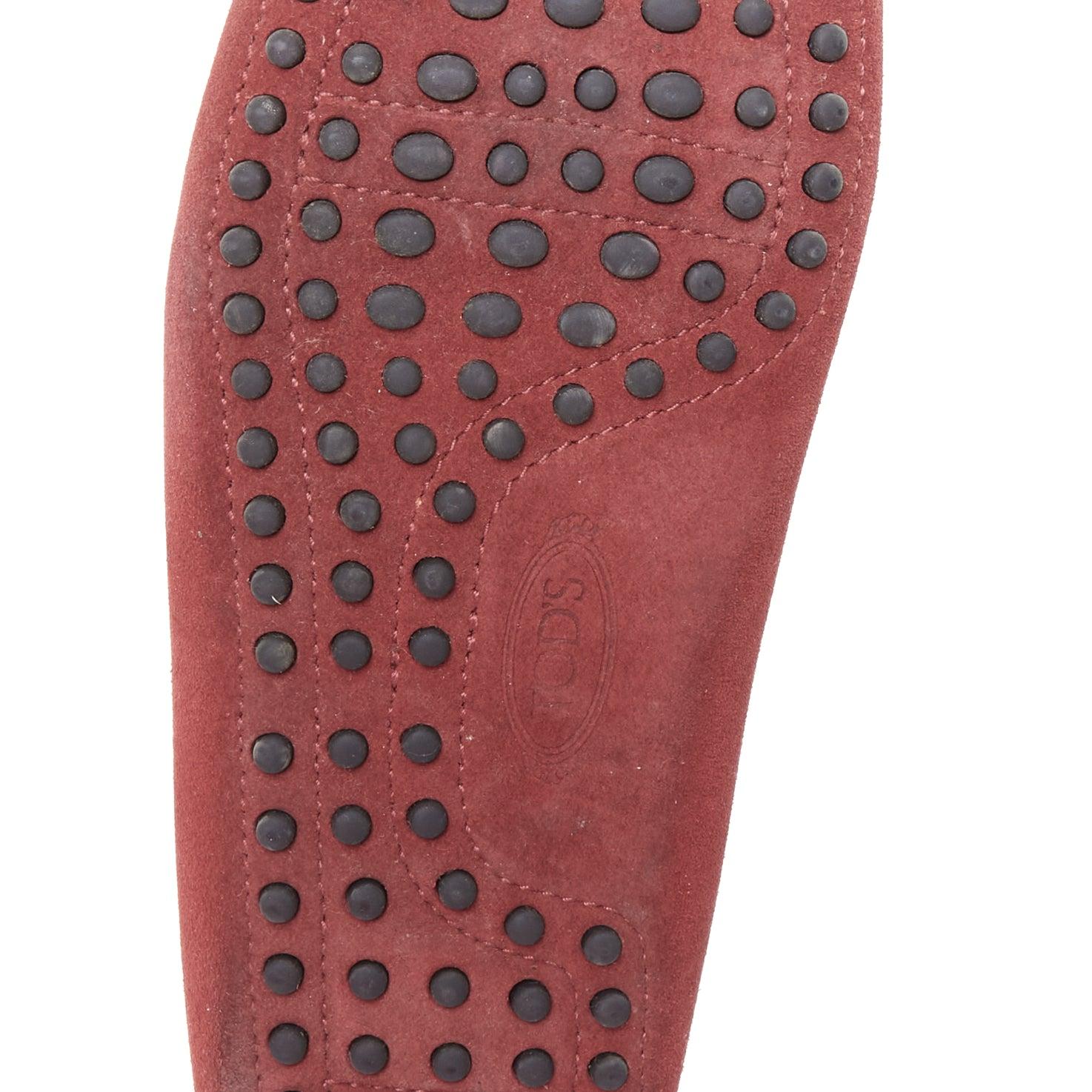 TOD'S Gommino red suede leather dot sole driving loafers UK7 EU41 For Sale 5