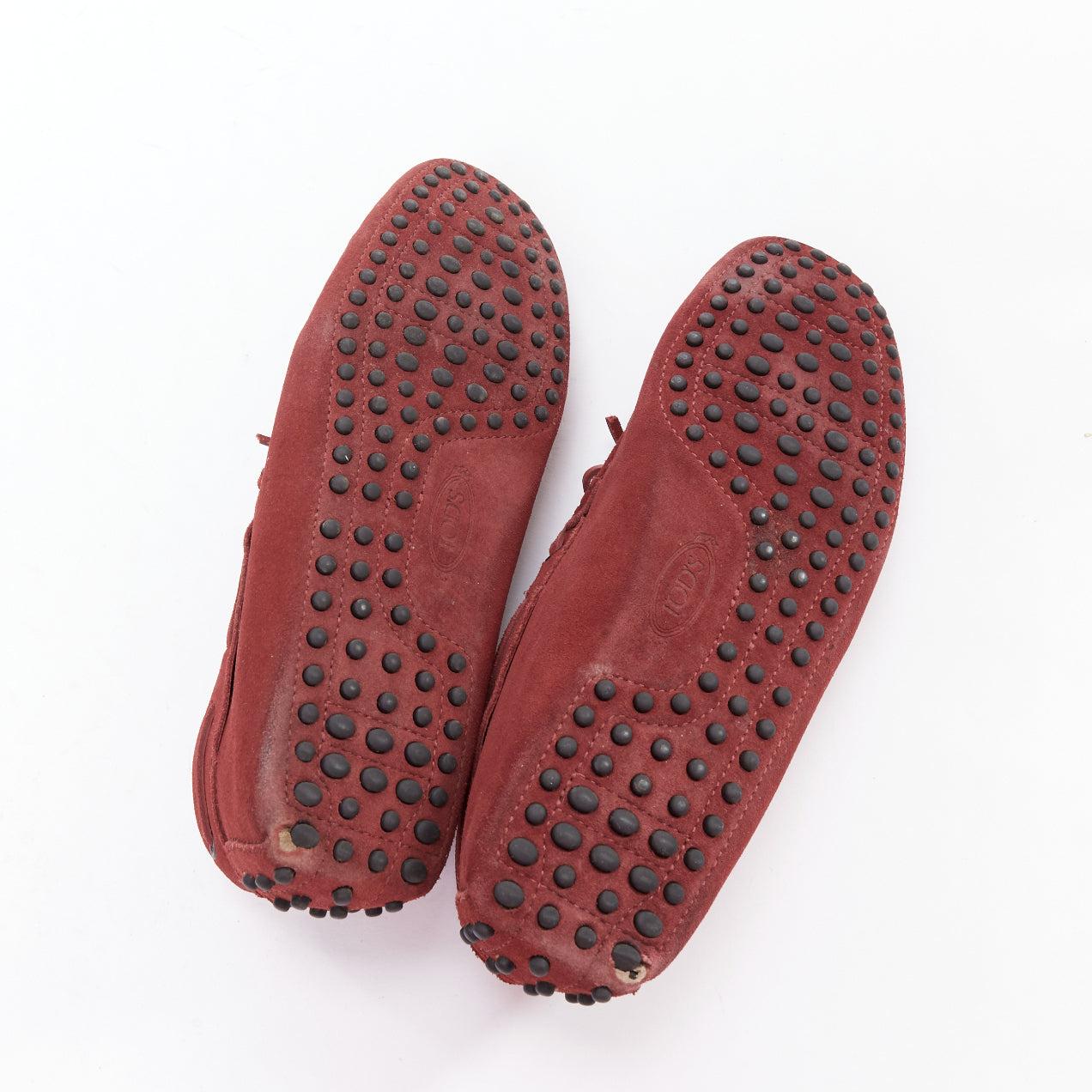 TOD'S Gommino red suede leather dot sole driving loafers UK7 EU41 For Sale 6