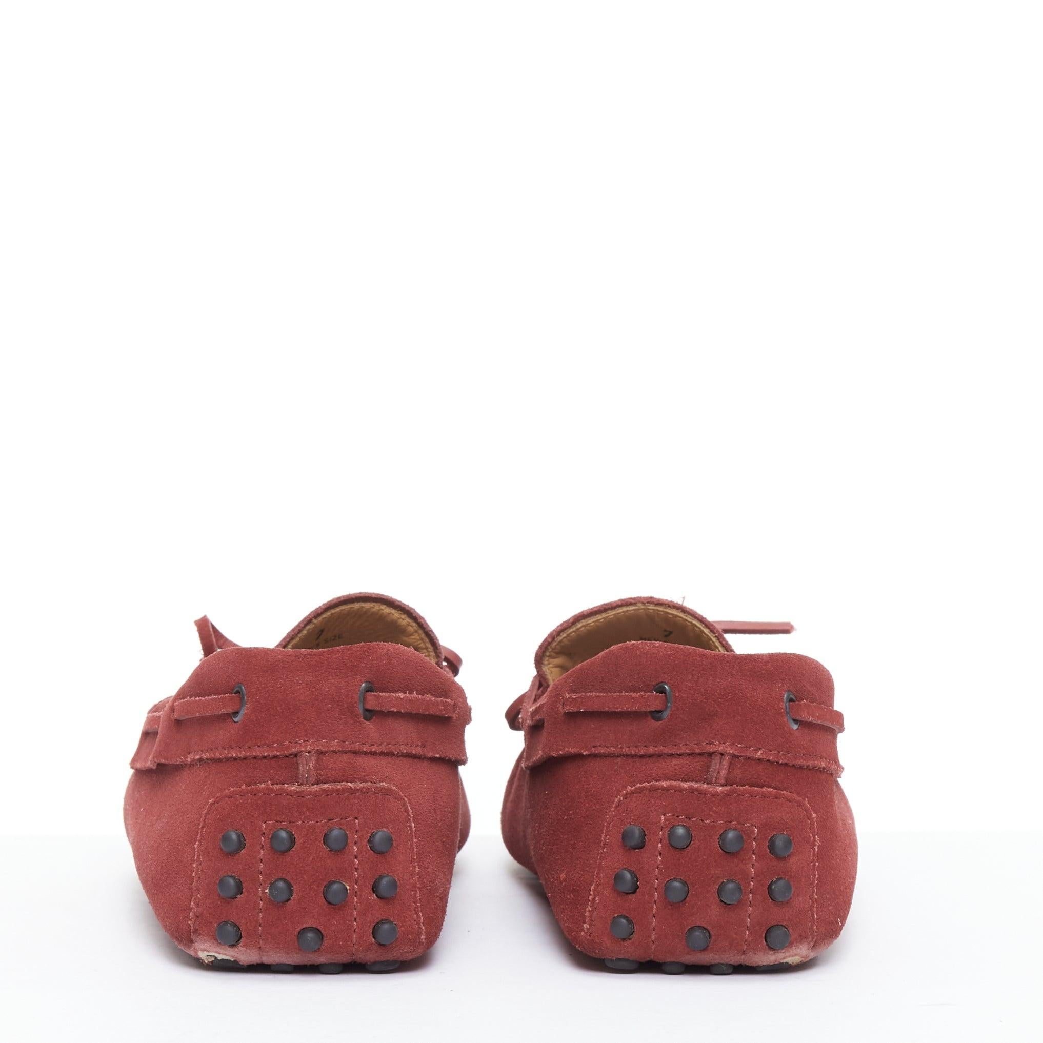 Men's TOD'S Gommino red suede leather dot sole driving loafers UK7 EU41 For Sale