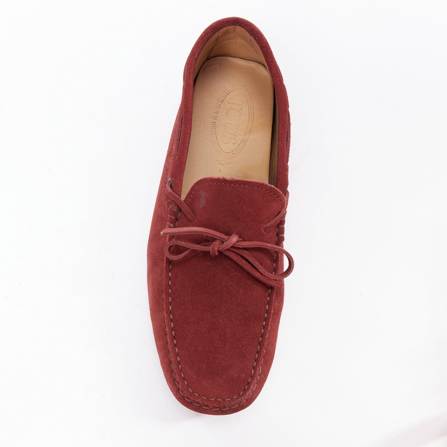 TOD'S Gommino red suede leather dot sole driving loafers UK7 EU41 For Sale 1