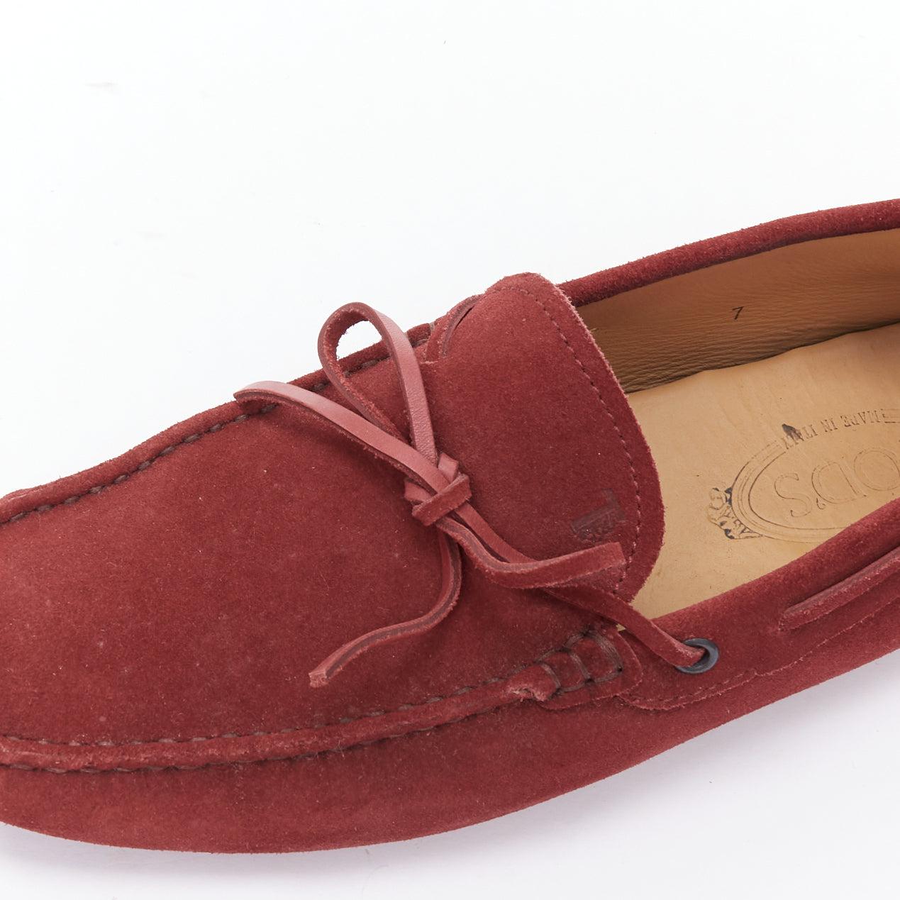TOD'S Gommino red suede leather dot sole driving loafers UK7 EU41 For Sale 2