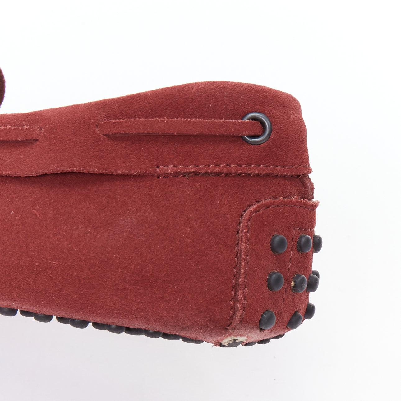 TOD'S Gommino red suede leather dot sole driving loafers UK7 EU41 For Sale 3