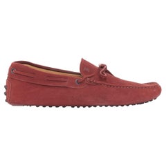 TOD'S Gommino red suede leather dot sole driving loafers UK7 EU41