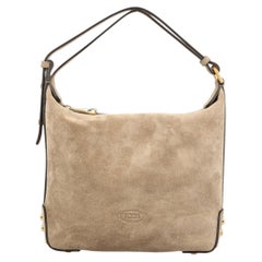 Tod'S Gommino Stud Shoulder Bag — Beige