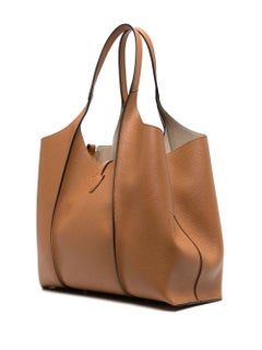 Tod'S Grained Leather Tote Bag — Tan