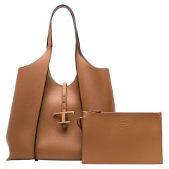 Tod'S Grained Leather Tote Bag — Tan