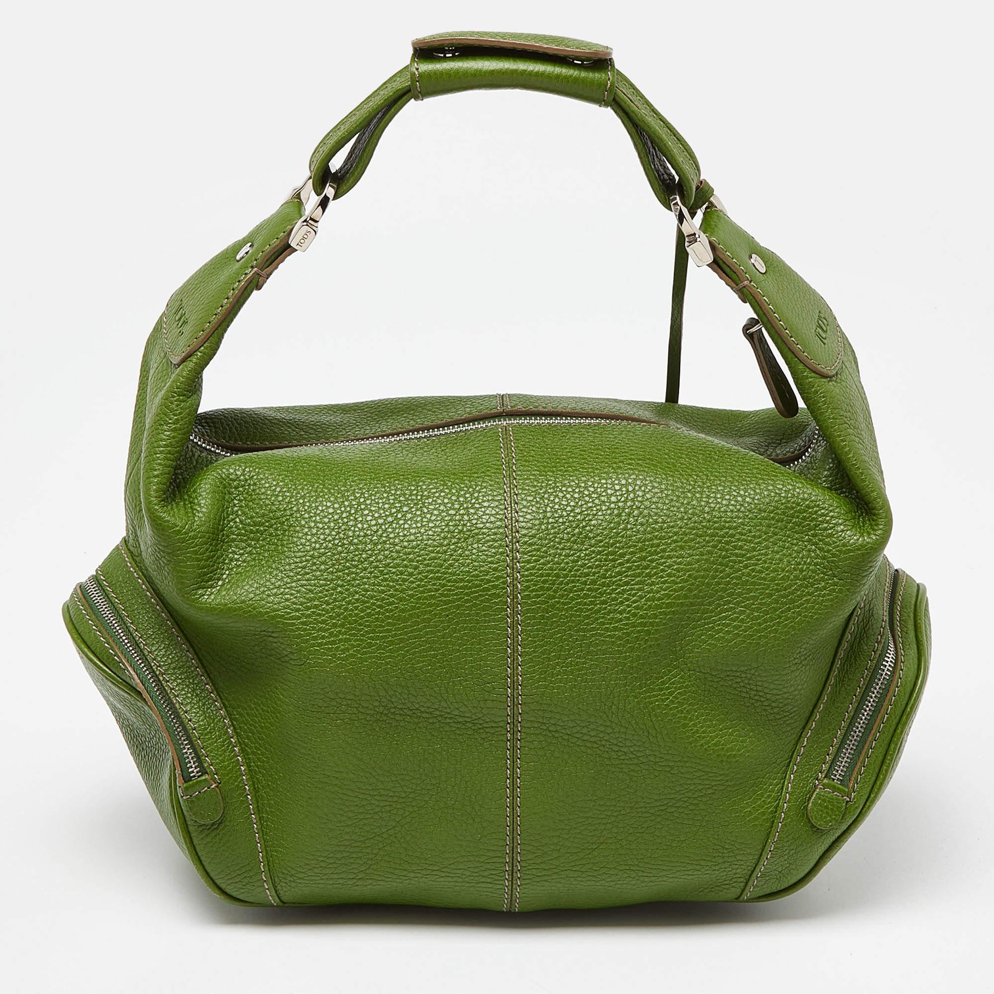 Women's Tod's Green Leather Charlotte Hobo