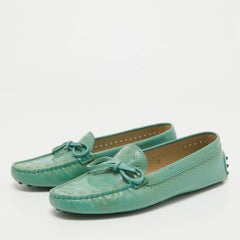 Tod's Green Patent Leather Bow Loafers Size 38