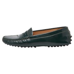 Tod's Green Patent Leather Penny Slip On Loafers Size 37