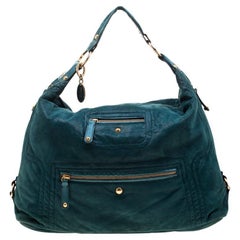 Tod's Green Shimmering Suede Pashmy Hobo