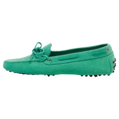 Tod's Green Suede City Gommino Loafers Size 41