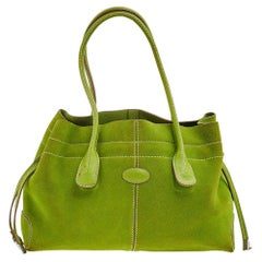 Tod's Green Suede D Bag Media Tote