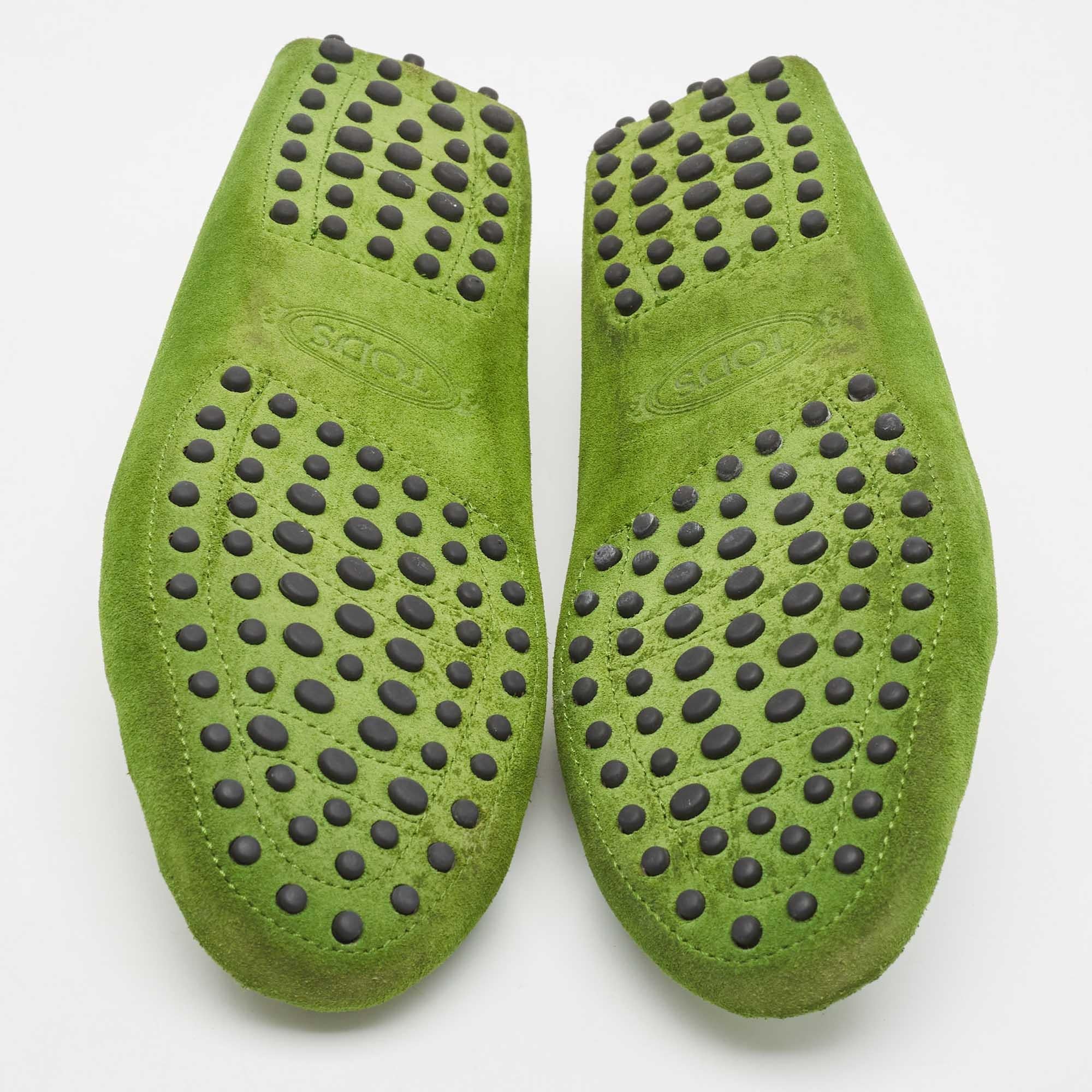 Tod's Green Suede Penny Loafers Size 39 For Sale 2