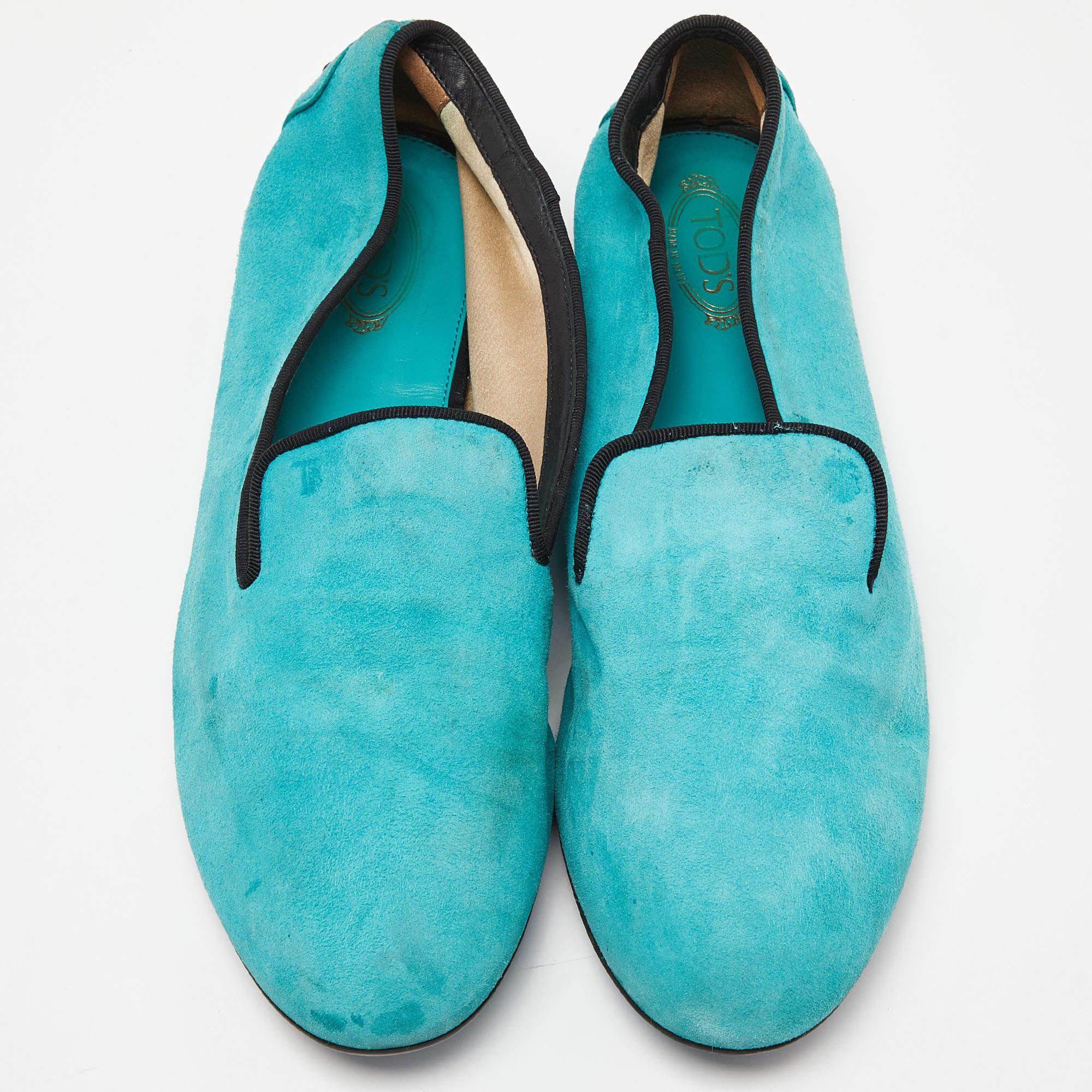Tod's Green Suede Smoking Slippers Size 39.5 In Fair Condition For Sale In Dubai, Al Qouz 2