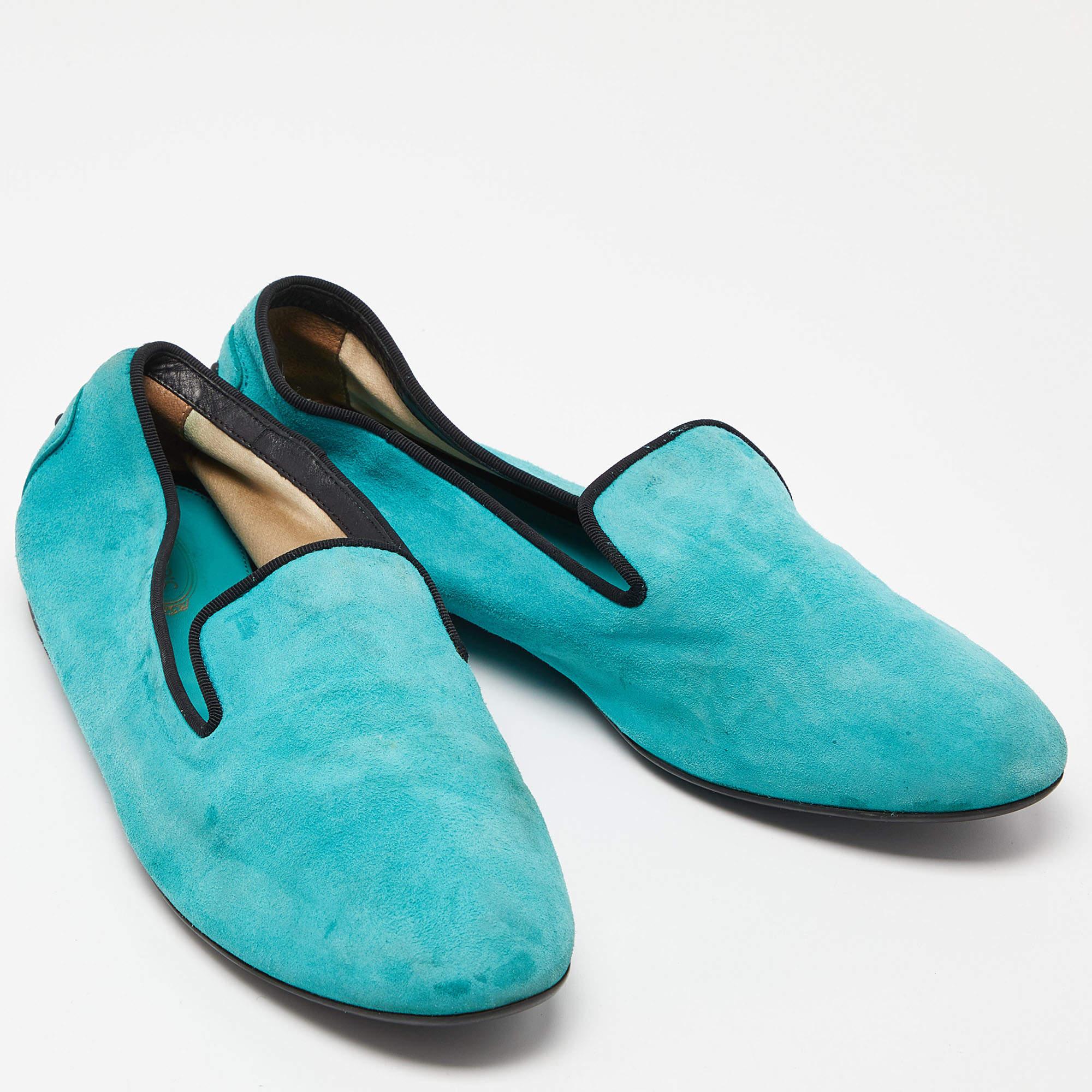 Women's Tod's Green Suede Smoking Slippers Size 39.5 For Sale