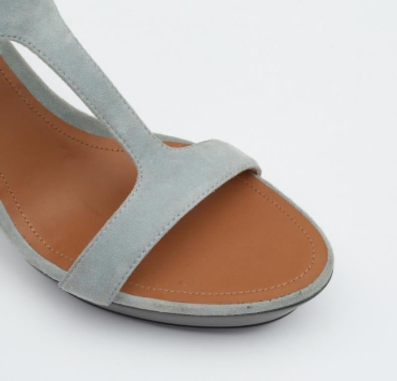 Women's Tod's Grey/Beige Suede And Leather T-Strap Platform Sandals Size 40