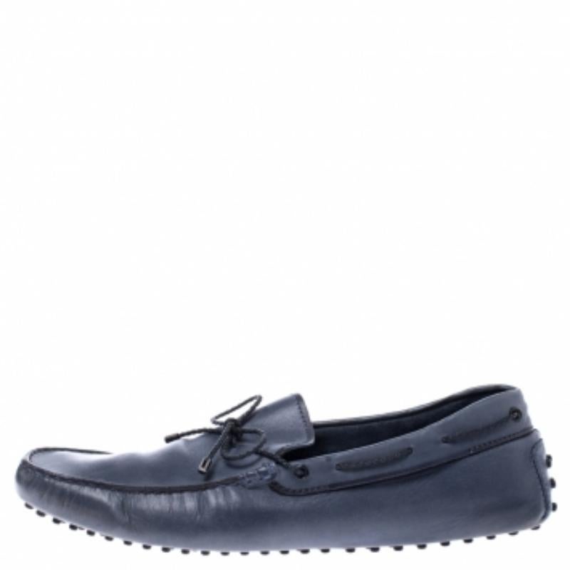 Tod's - Mocassins en cuir gris avec nœud Taille 45.5 en vente 4